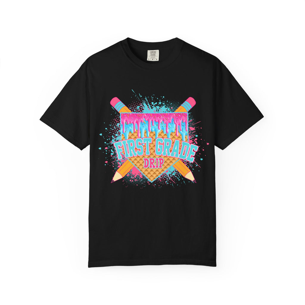 1st Grade Level Drip T-shirt