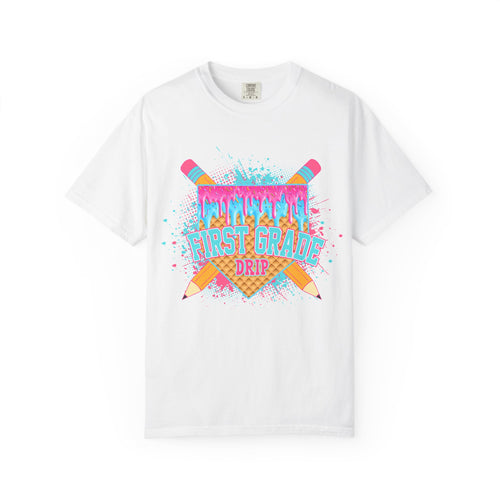 1st Grade Level Drip T-shirt