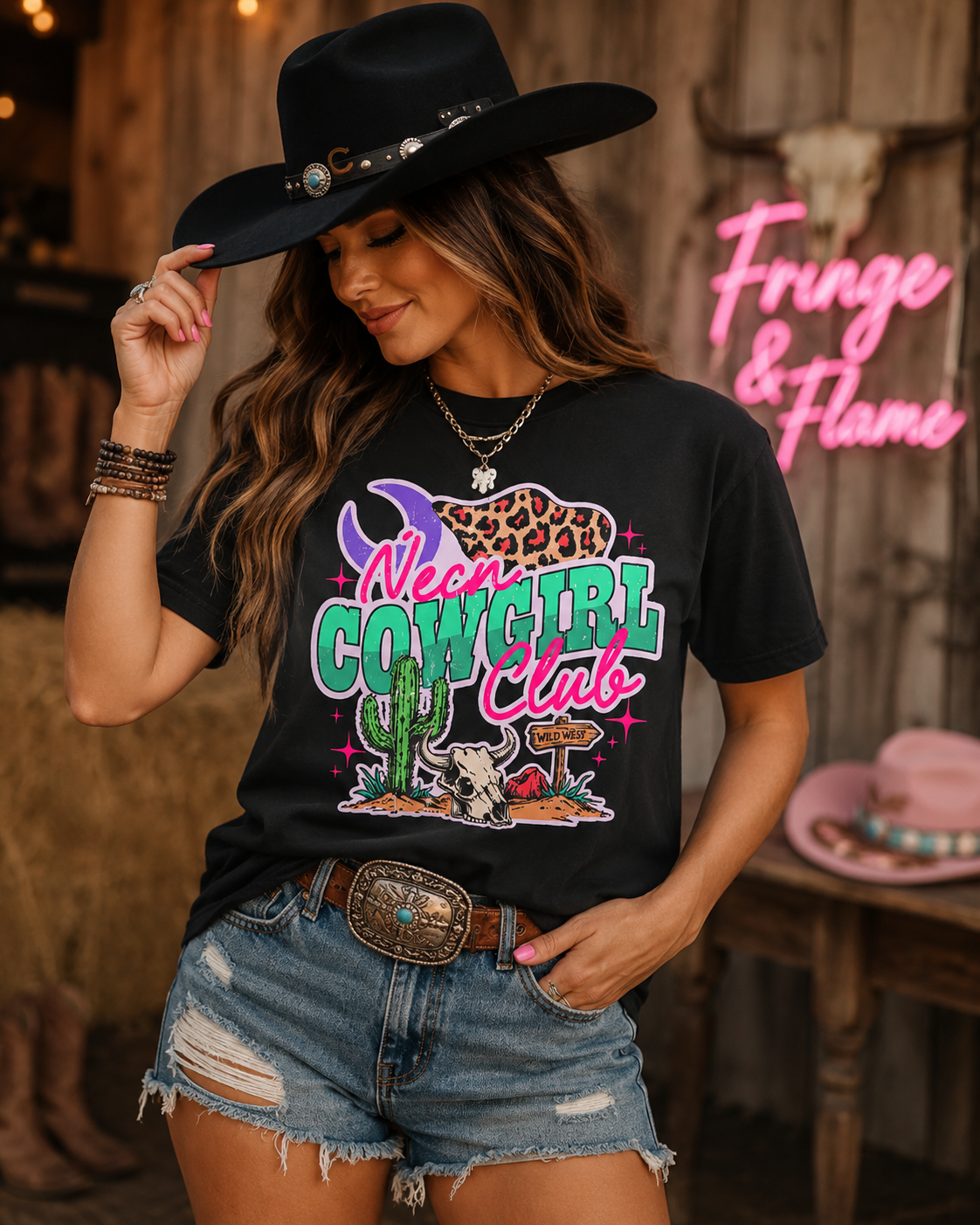Neon Cowgirl Club T-shirt